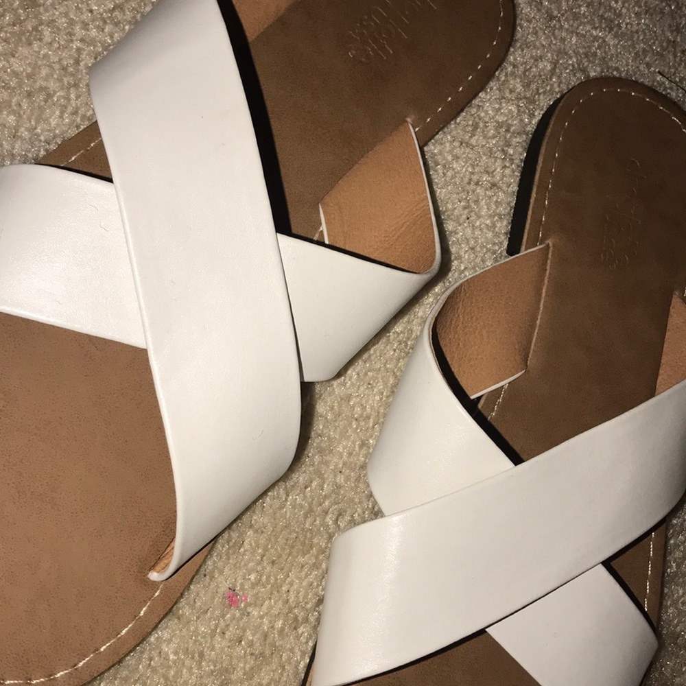 White Criss Cross Sandals